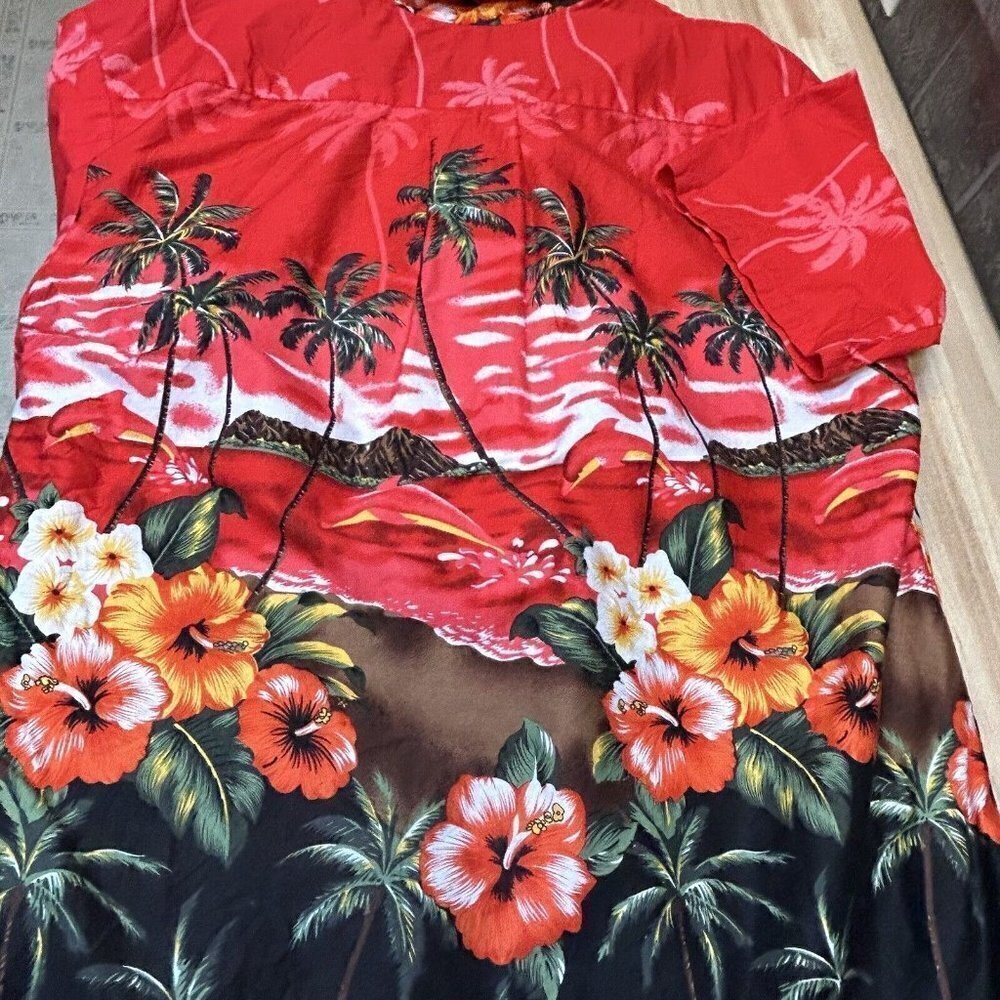 Palmwave Hawaiian Shirt Mens Extra Large Red Palm Trees Floral Beach Aloha - Picture 13 of 13
